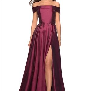 La Femme off the shoulder gown/ prom dress